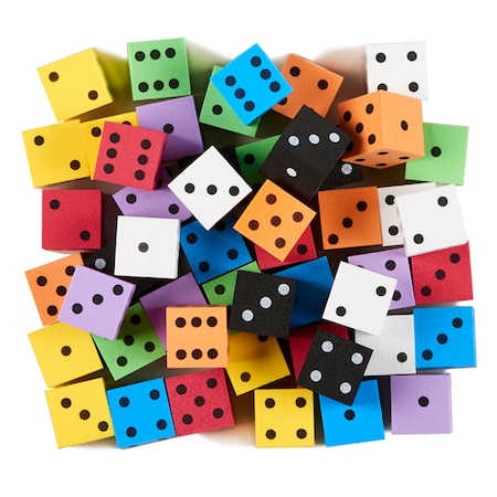 Koplow Games Foam Spot Dice, 1in, Assorted Colors, PK50 18928